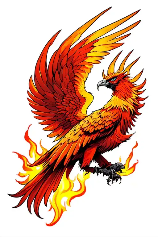 Phoenix Flying From The Spark Of Flame