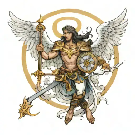 Imagine A Mythological Hero Depicted With The Grace Of An Angel And Th