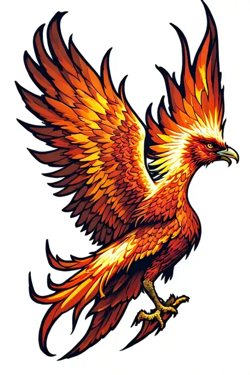 Phoenix Flying From The Spark Of Flame
