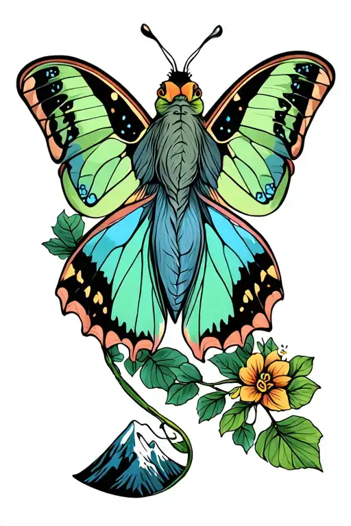 Luna Moth And Mountains