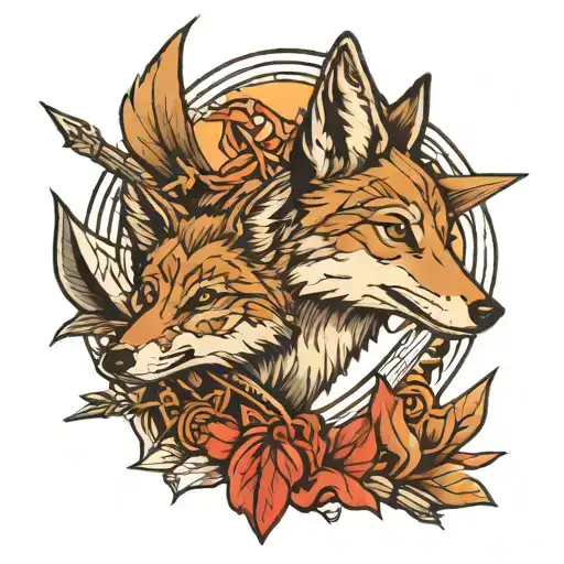 Coyotes And Arrow Design