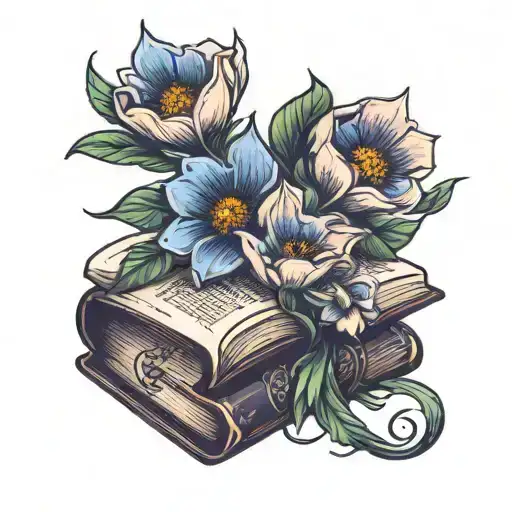 Growing Bouquet Of Flowers Growing Out Of A Open Book