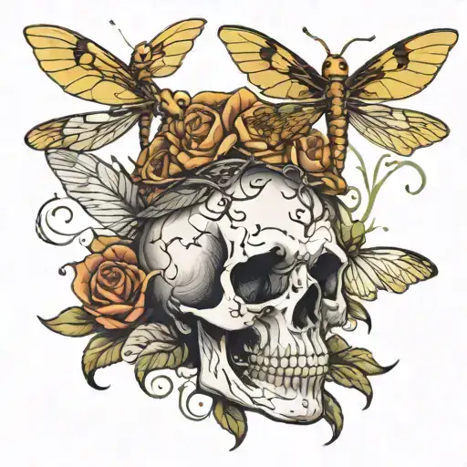 Skull With Dragonfly On Top