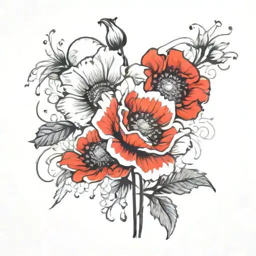 Poppy And Daisy Flowers