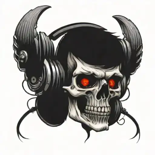 Skull Wearing Headphones