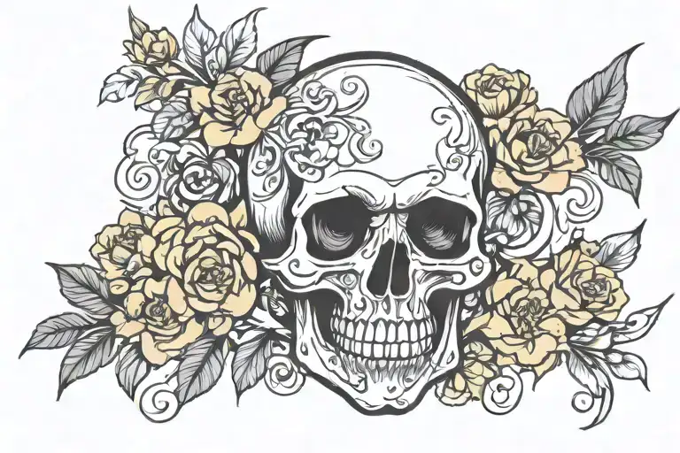 Skull And Floral Design