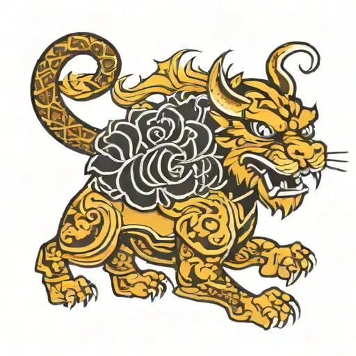 Fierce Fu Dog Outline