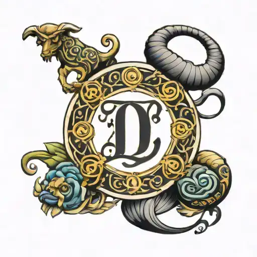 Letter D With Taurus And Libra Zodiac Sign