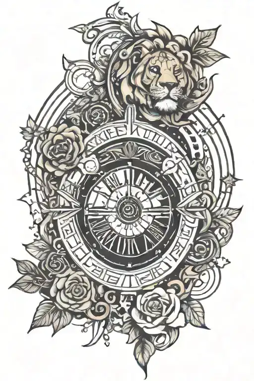 Circle Of Life And Timeline Intertwined With Roman Symbols