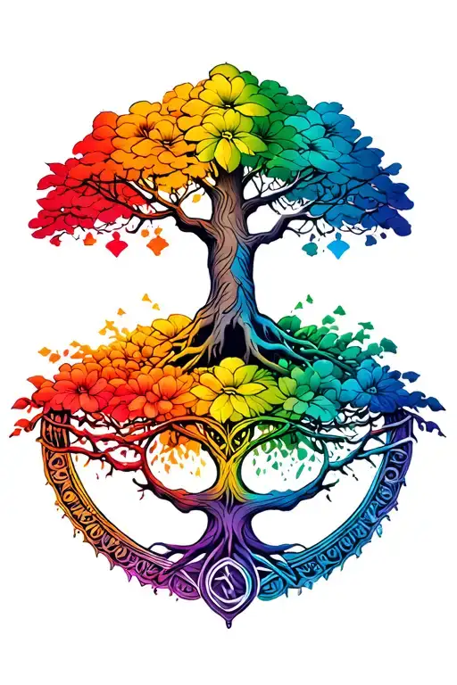 Tree Of Life With Rainbow Color