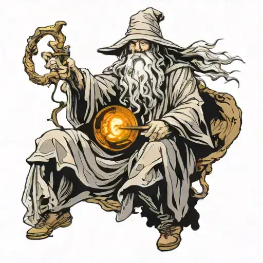 Crea A Tattoo For My Arm With Dark Mode Gandalf Of Lord Of The Rings And Map