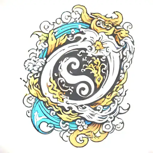 Ying And Yang Fire And Water