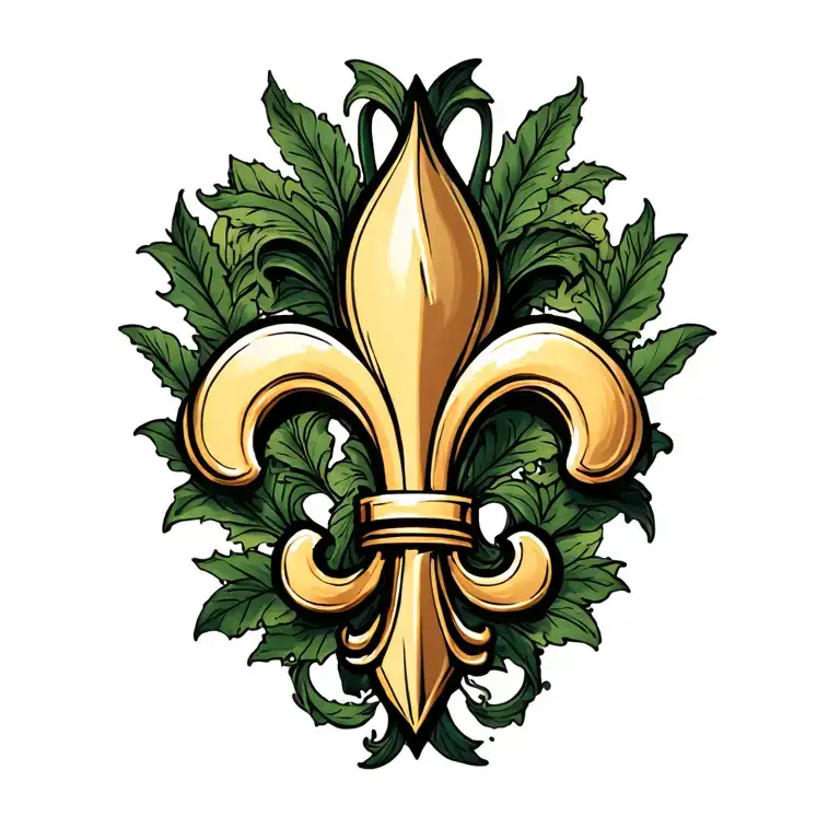 New Orleans Style Tattoo Featuring Fleur De Lis Surrounded