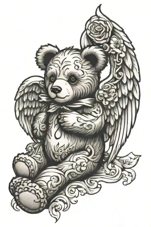 A Teddy Bear With Angel Wings