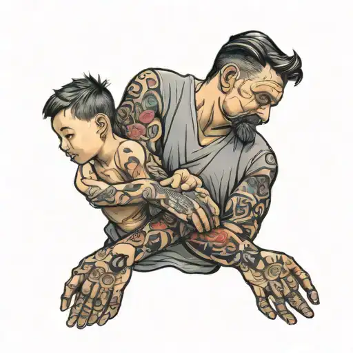 Father And Son Holding Hands Holding