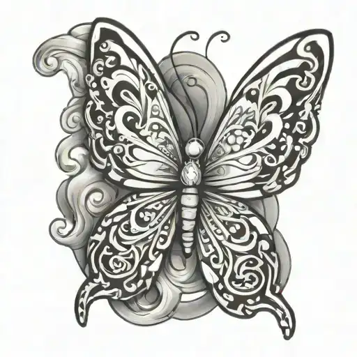Lung Cancer Ribbon Butterfly Emerging