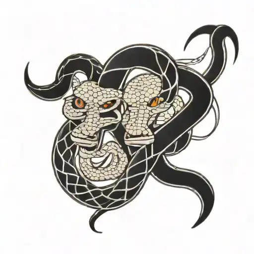 2 Snakes Forming A Gemini Symbol With A 2005 In The Middle