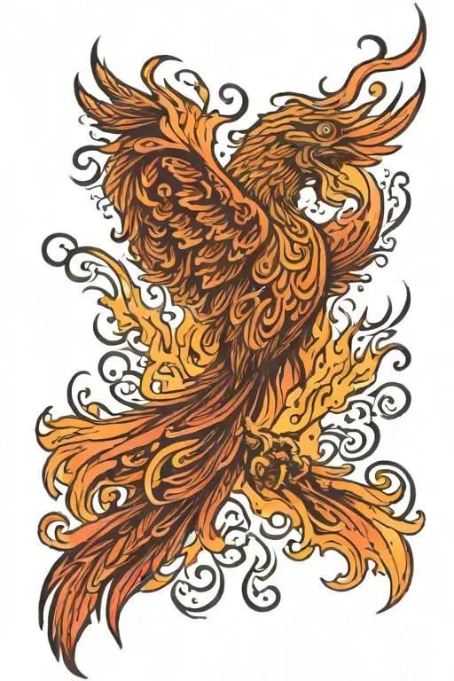 Phoenix Rising From Flames