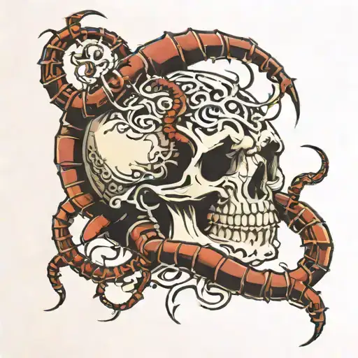 Skull And Centipede