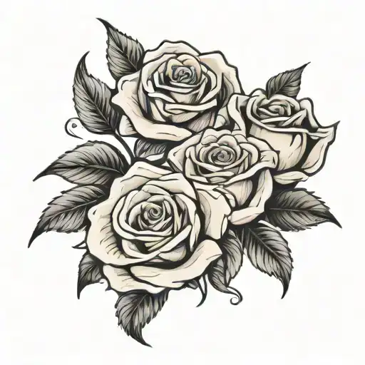 Rose And Lily Stems Twined Together With Roman Numerals 1 4 And 3 In Between Them