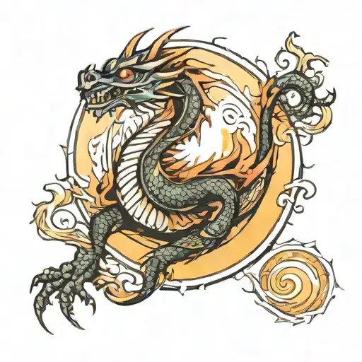 Dragon Wrapped Around The Sun Rising