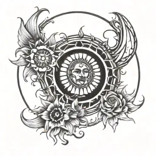 Moon Sun For Chest With Romantic Design