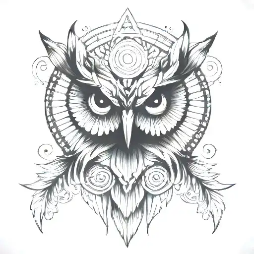 Minimalist Owl Nape Tattoo Design