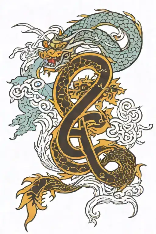 Chinese Letters And Dragon Wrapped