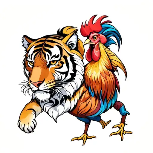 Tiger And A Rooster