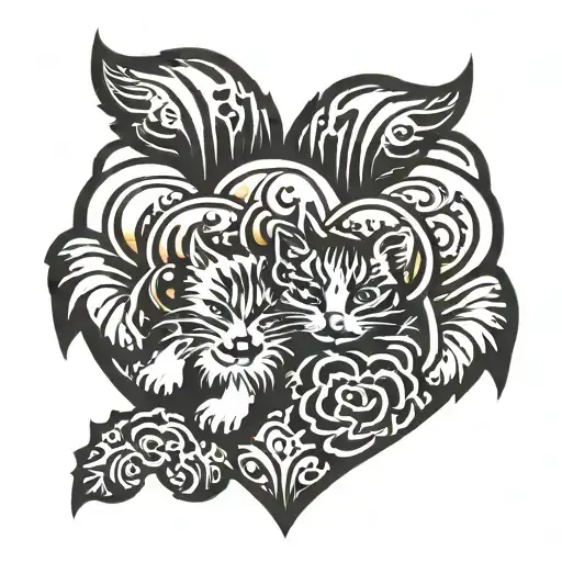 A Cat Paw And A Dog Paw In A Heart Shape