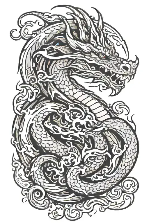 Dragon With Flames And A Mane