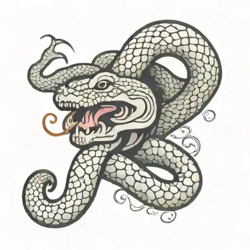 Snake Coiled Around Marble Head