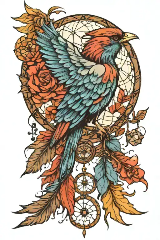 Phenoix Rising Bird Rising Dream Catcher