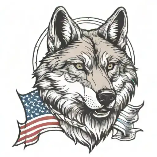 Flag And Wolf Head