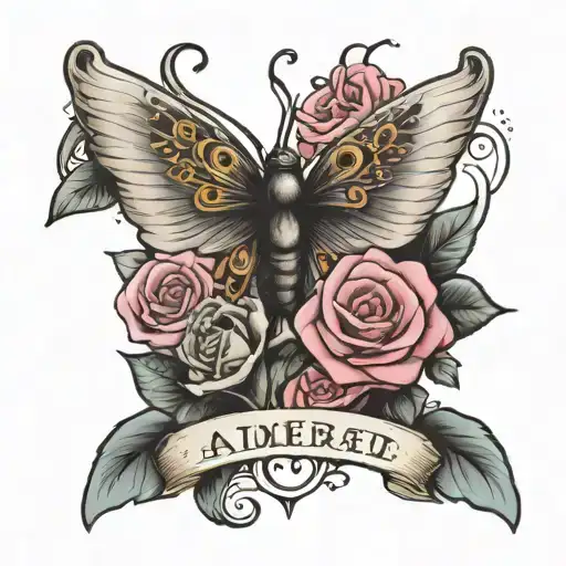 Pink Rose With Butterfly Wings Angel Wings And Almeda Genevieve Written
