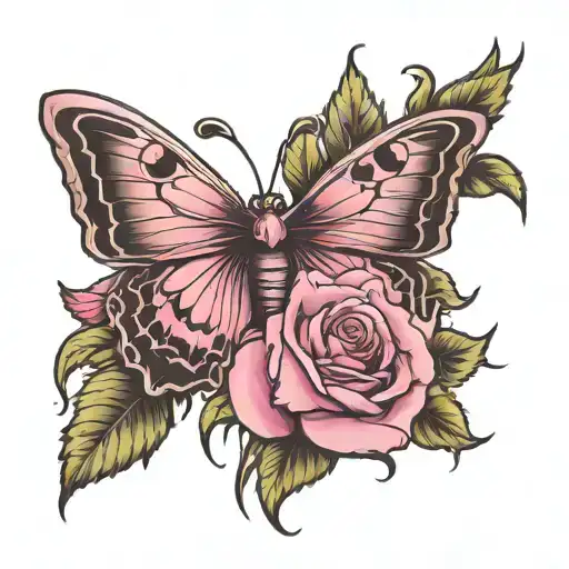 Pink Rose With Butterfly Wings Angel Wings And Almeda Genevieve