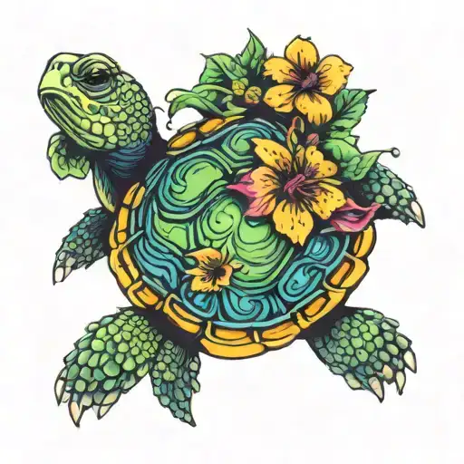 Turtle Hibiscus Flower Transforming Into Colorful Hyper