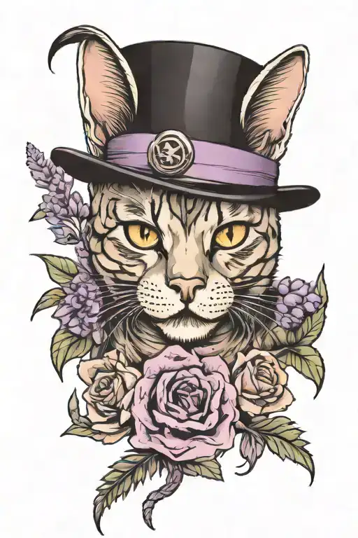 Cat With Skull And Lavender