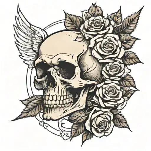 Skull And Roses With Angel Numbers