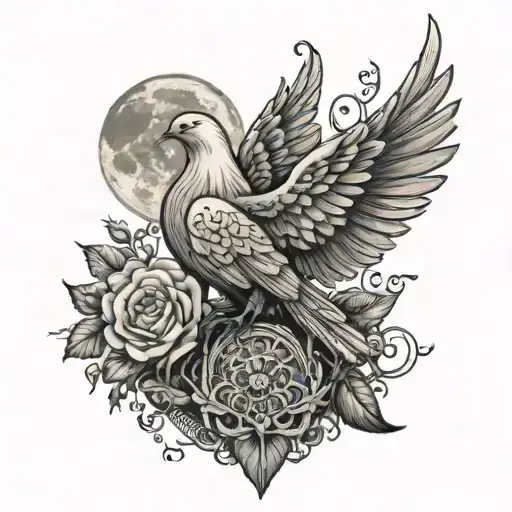 Dove Full Moon Angel Tree Of Life Grave Heart Mother Longing