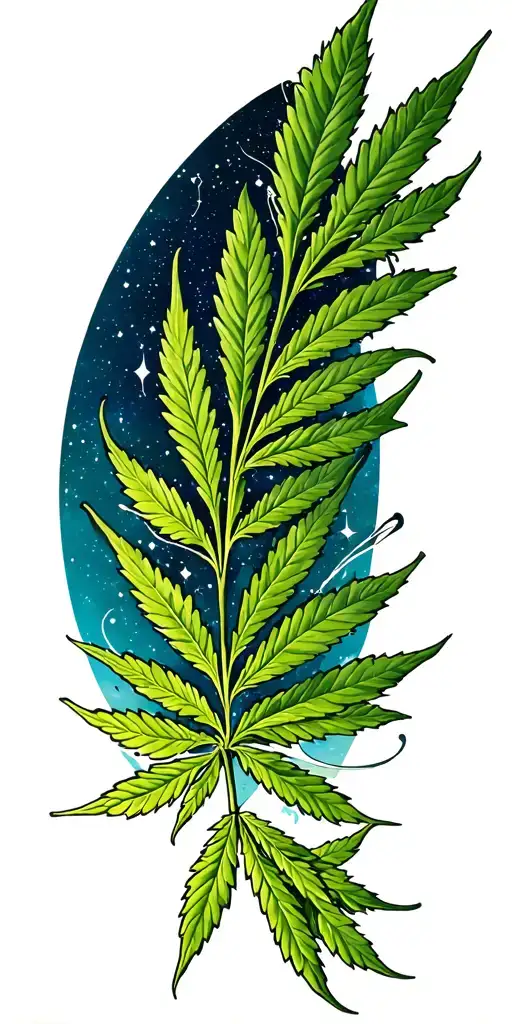 Cannabis Leaf With A Constellation