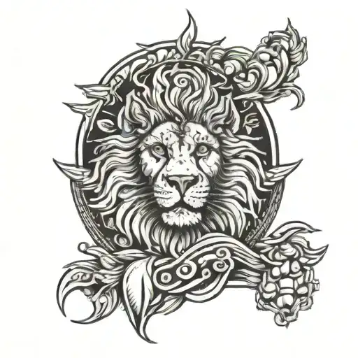 Trisul Sun And Lion Face Tattoo On My Forearm