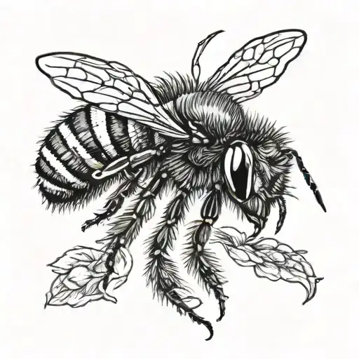 Small Right Hand Bee Tattoo Between Thumb And Index Finger