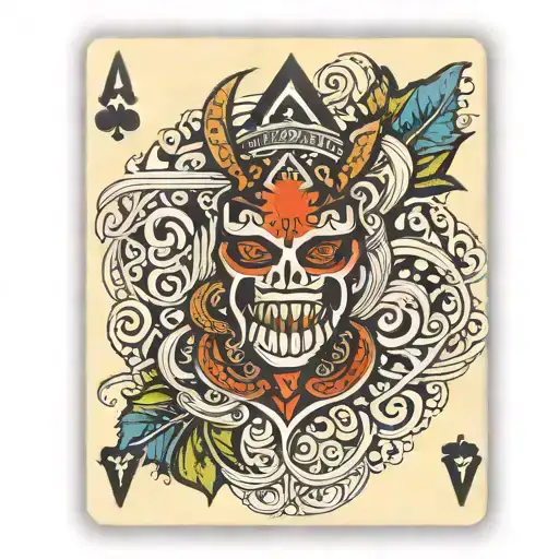 Ace Card Deck Surrounded By Polynesian