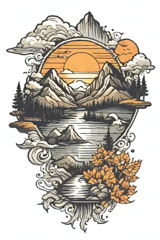 Mountains Lakes Nature Fall Sun