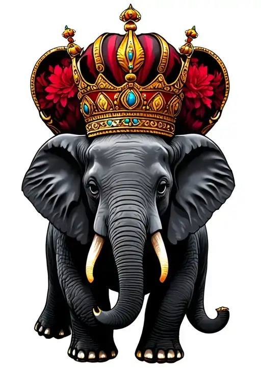 Elephant With A Crown On The Head