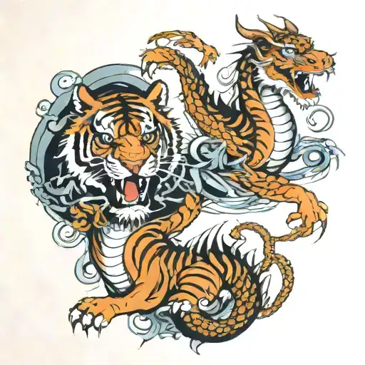 Tiger Vs Dragon Intertwined