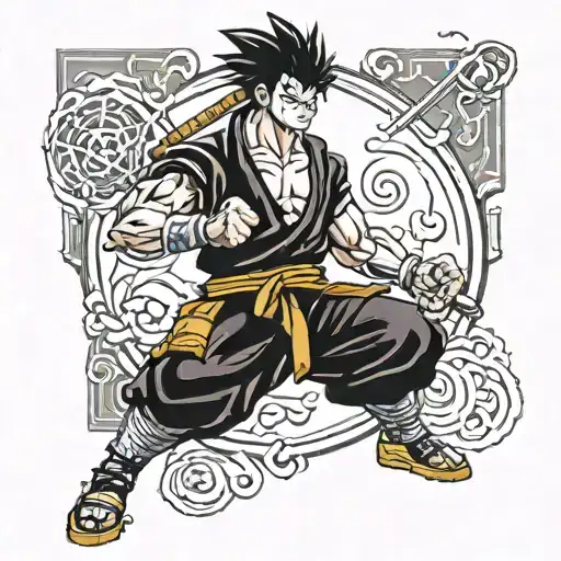 Berserk Goku Muzan Naruto Zoro In One Tattoo Design