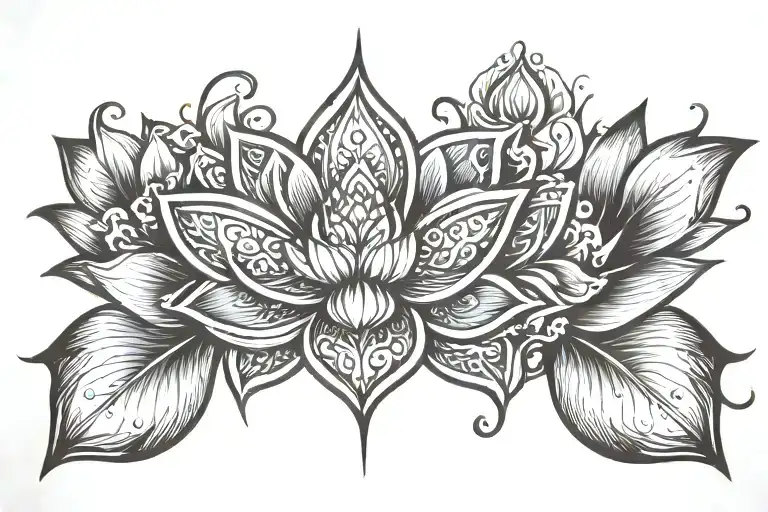 Unalome Symbol With Lotus