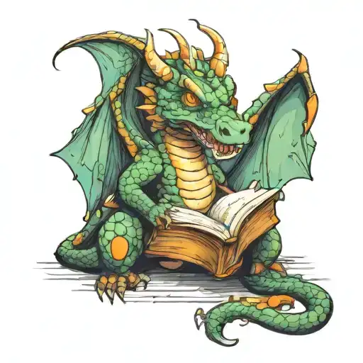 Dragon Reading A Book